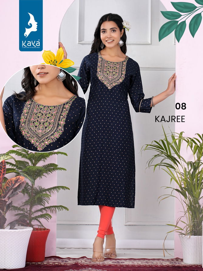 Kajree By Kaya Rayon Slub Printed Kurtis Wholesale Price In Surat